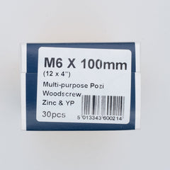 M6 100mm Standard Woodscrew