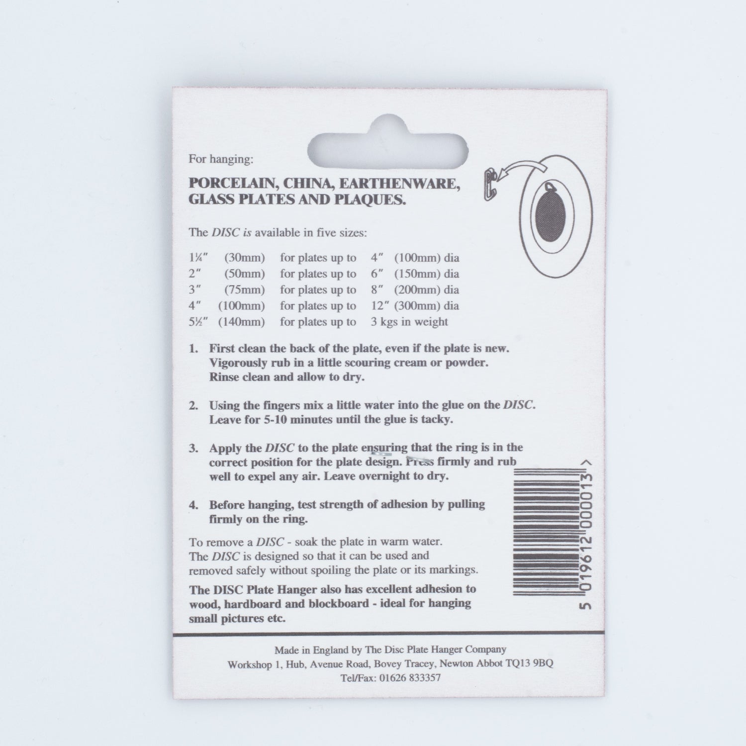 The original invisible adhesive disc plate hanger - 30mm